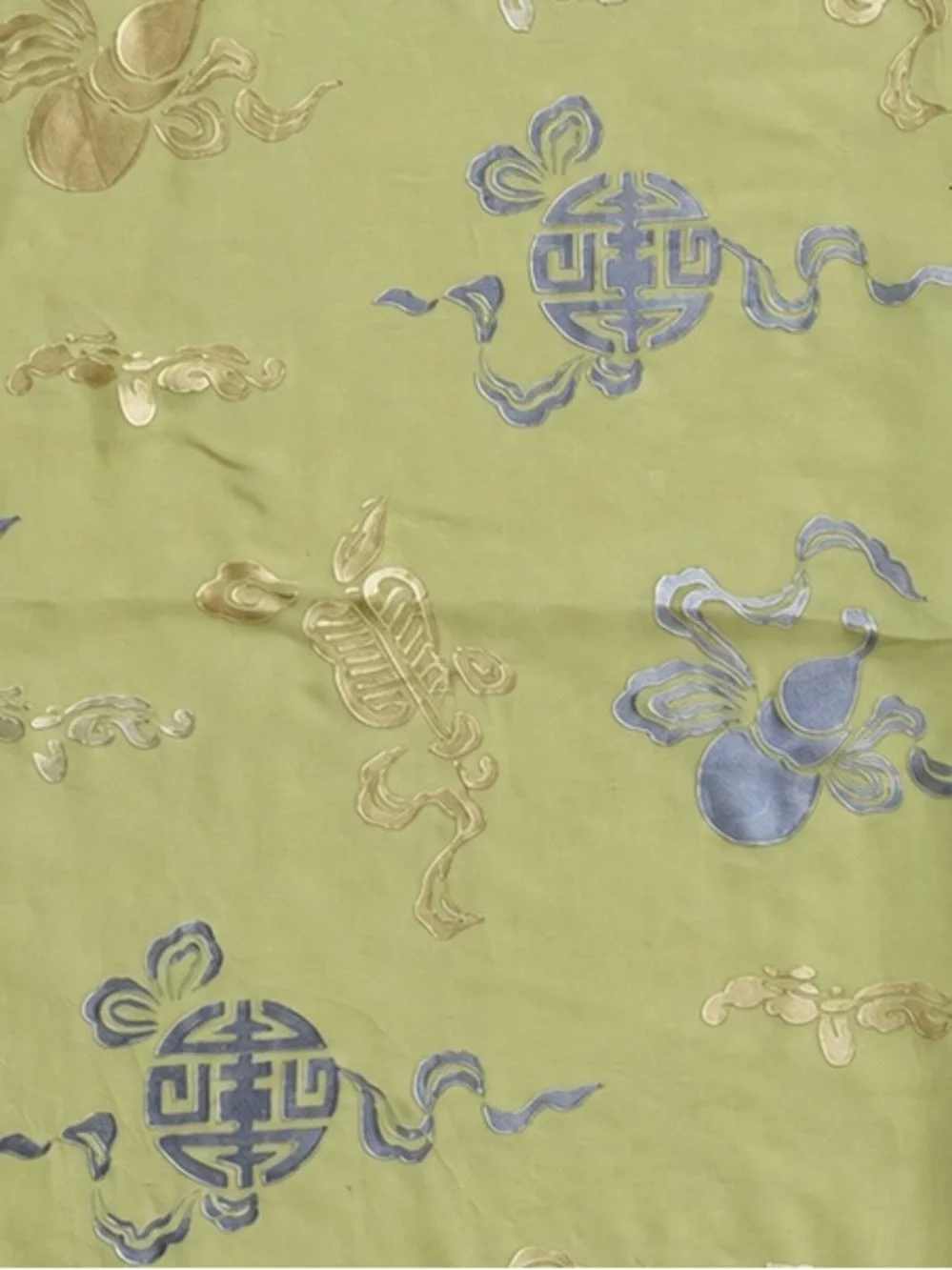 100% Silk Chinese Longevity Symbol Scarf Green Sheer Neck Hair Bag Scarf